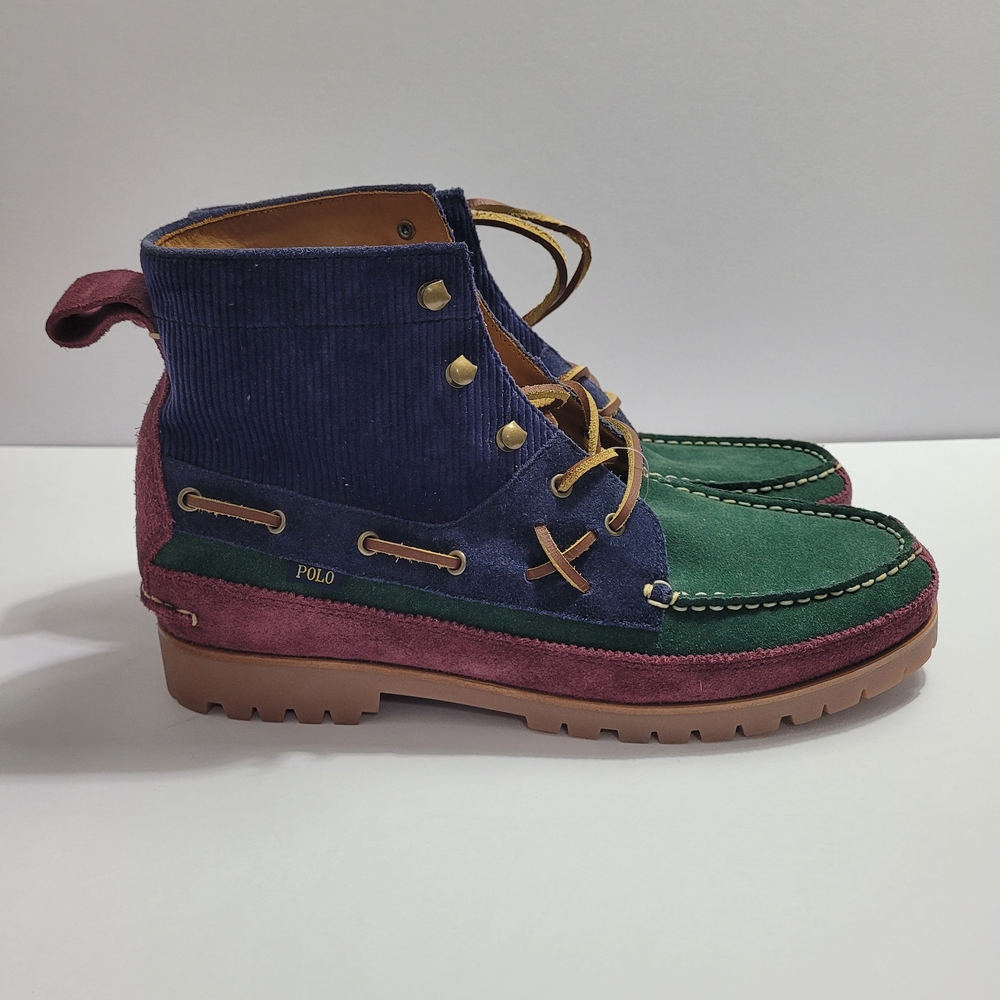 Polo Ralph Lauren Country Ranger Mid Color Block Suede Corduroy Men's Boots 11.5